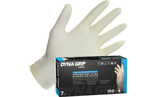 SAS Safety Dyna Grip® Powder-Free Exam Grade Latex Disposable Gloves - 7 Mil - 100PK